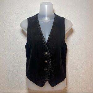 Vintage Arizona Jean Co Genuine Leather Suede Vest Black Size Medium Y2K